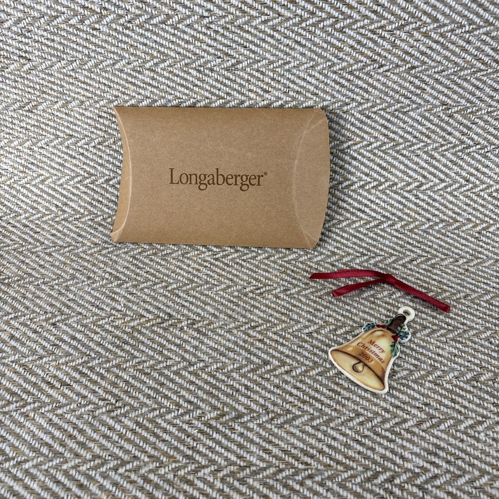 Longaberger 2003 Merry Christmas Pottery Bell Tie-On #27872 New
